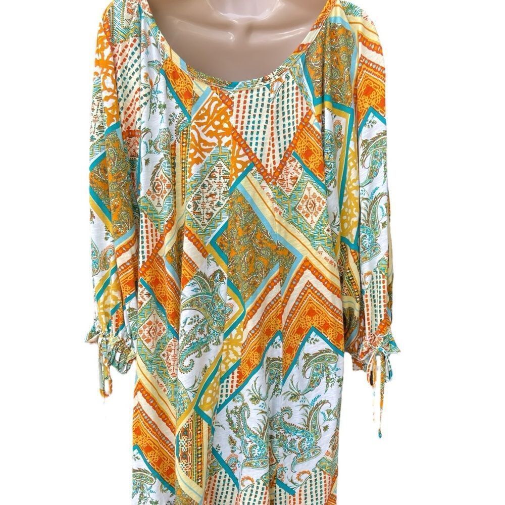 Cato Multicolor Patchwork Blouse Super Soft Long … - image 3